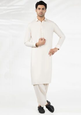 Cream Blended Kameez Shalwar
