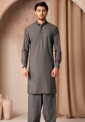 Grey Cotton Kameez Shalwar