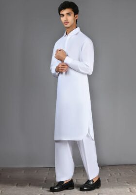 White Blended Kameez Shalwar