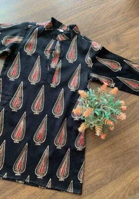 Black Feather Kurta Pajama