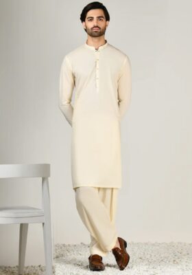 White Blended Kameez Shalwar