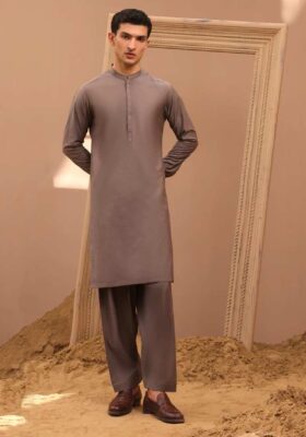 Brown Blended Kameez Shalwar