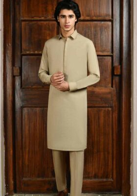 Brown Blended Kameez Shalwar