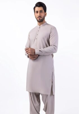 Beige Blended Kameez Shalwar