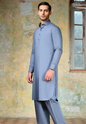 Grey Cotton Kameez Shalwar