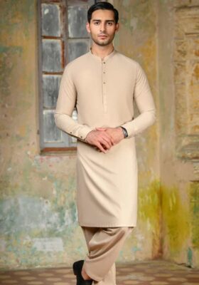 Brown Blended Kameez Shalwar