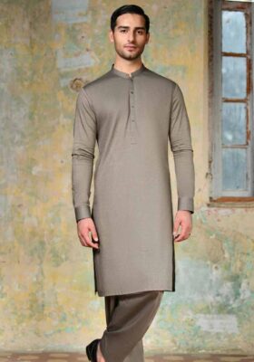 Brown Cotton Kameez Shalwar