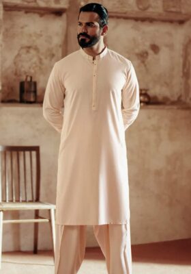 Cream Blended Kameez Shalwar