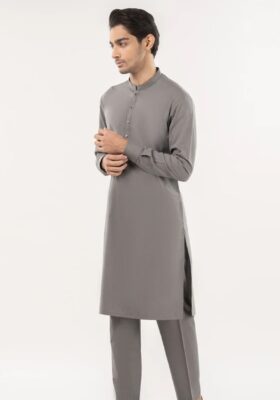 Ash Grey Blended Kurta Trousers