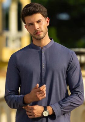 Blue Blended Kurta Trousers