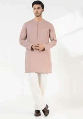 Tea Pink Cotton Short Kurta