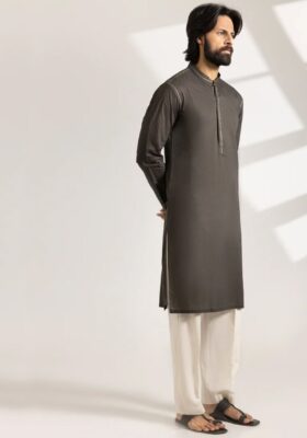 Mehndi Brown Cotton Kurta