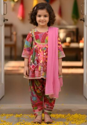 Pinkly Kurti Afghani Suit