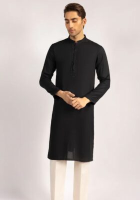 Black Blended Kurta