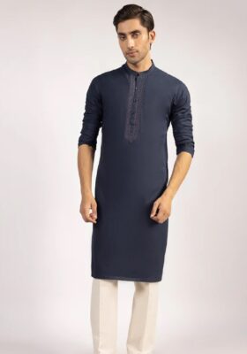 Navy Blue Cotton Kurta