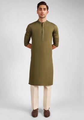 Mehndi Green Blended Kurta