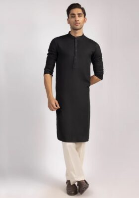 Black Blended Kurta