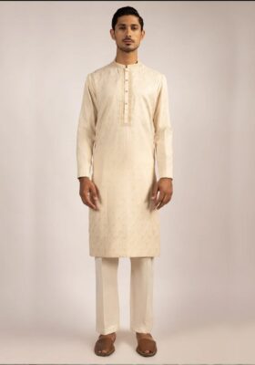 Beige Blended Special Kurta