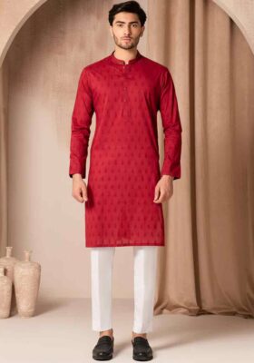 Maroon Cotton Kurta