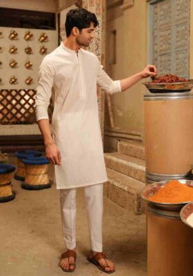 Off White Cotton Kurta