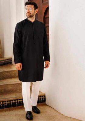 Black Blended Kurta