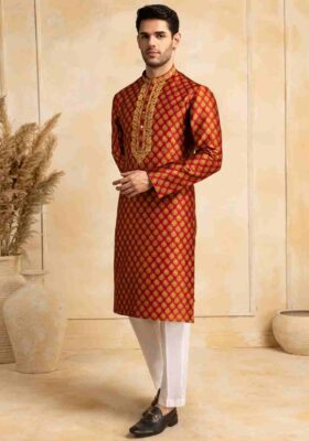 Red Blended Special Kurta