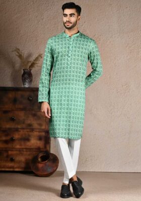 Green Cotton Kurta