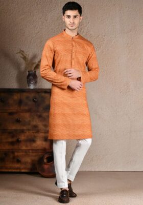 Orange Cotton Kurta