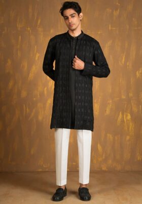 Black Blended Kurta