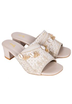 White Raw Silk Chappal