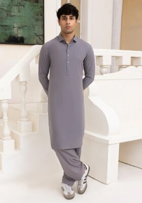 Grey Blended Kameez Shalwar