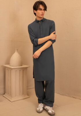 Pine Green Blended Kameez Shalwar