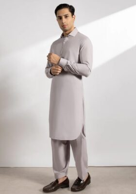 Light Grey Blended Kameez Shalwar