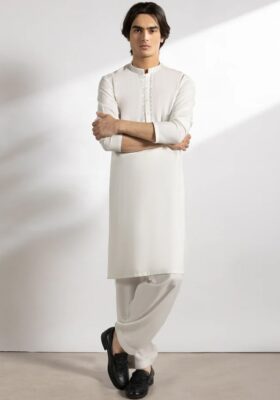Off White Blended Kameez Shalwar