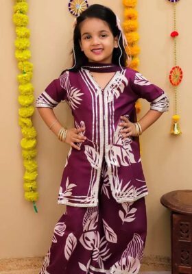 Plum Kurta Sharara Suit