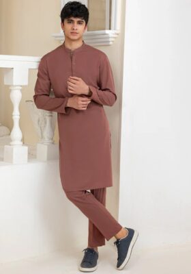 Orange Blended Kurta Trousers