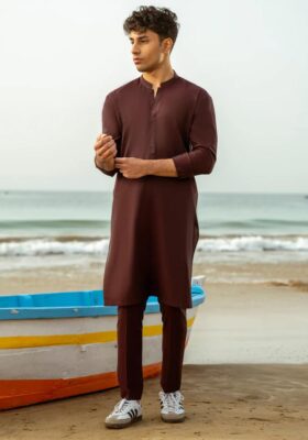 Maroon Cotton Kurta Trousers