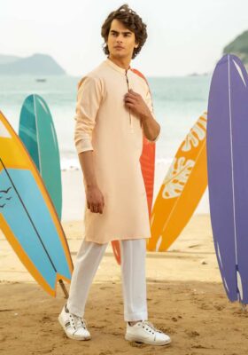 Peach Cotton Kurta