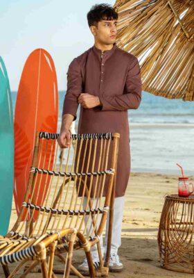 Brown Cotton Kurta