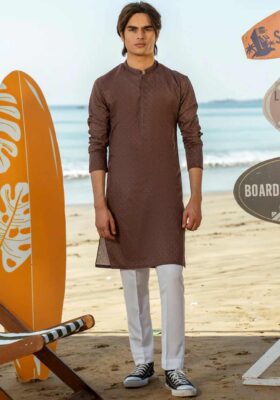 Brown Cotton Kurta