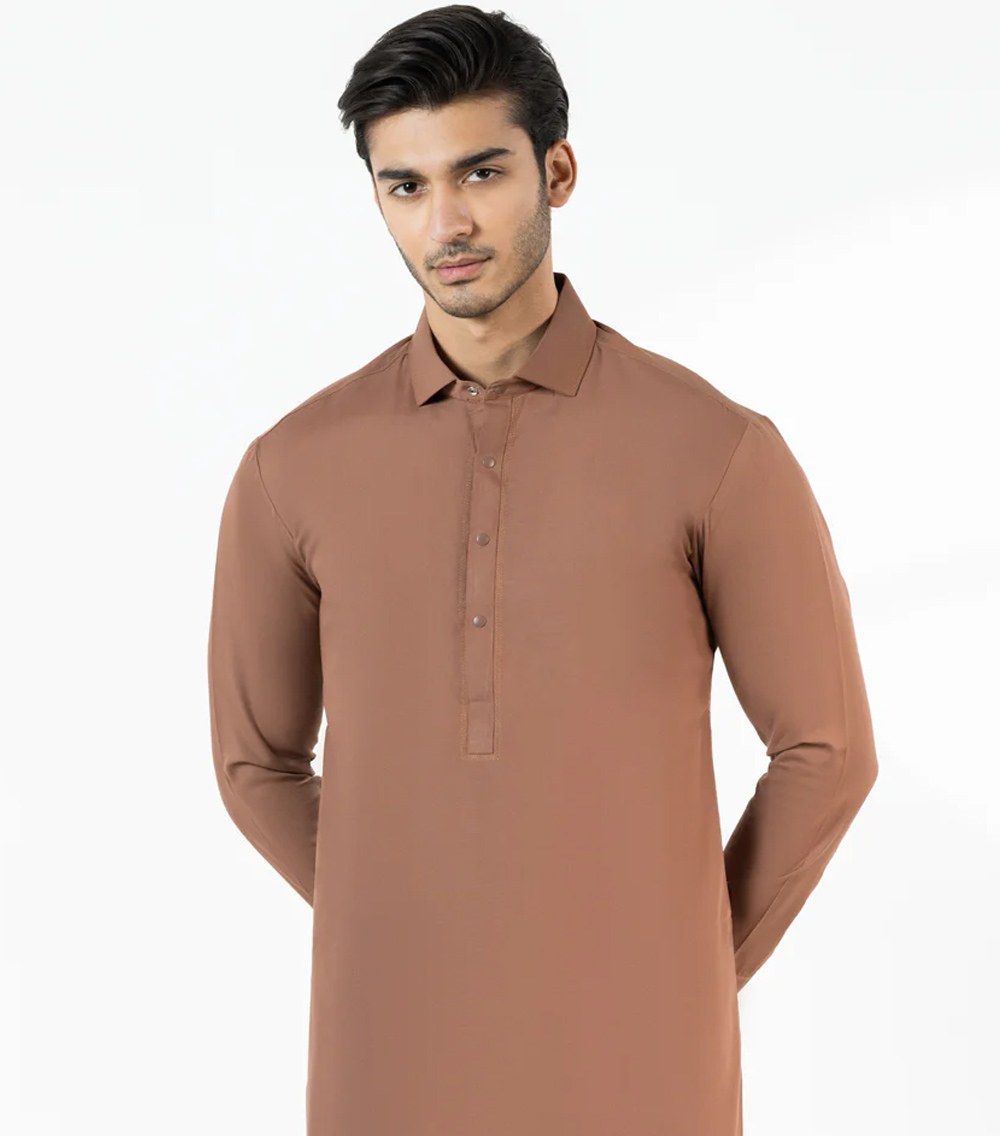 Brown-Blended-Kameez-Shalwar-2 - 1world Fashion