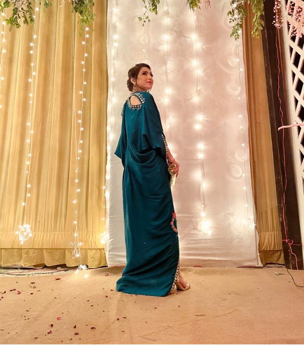 Emerald-Green-Rawsilk-caftan-2 - 1world Fashion