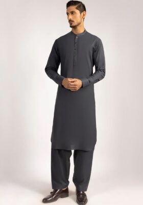 Grey Cotton Kameez Shalwar