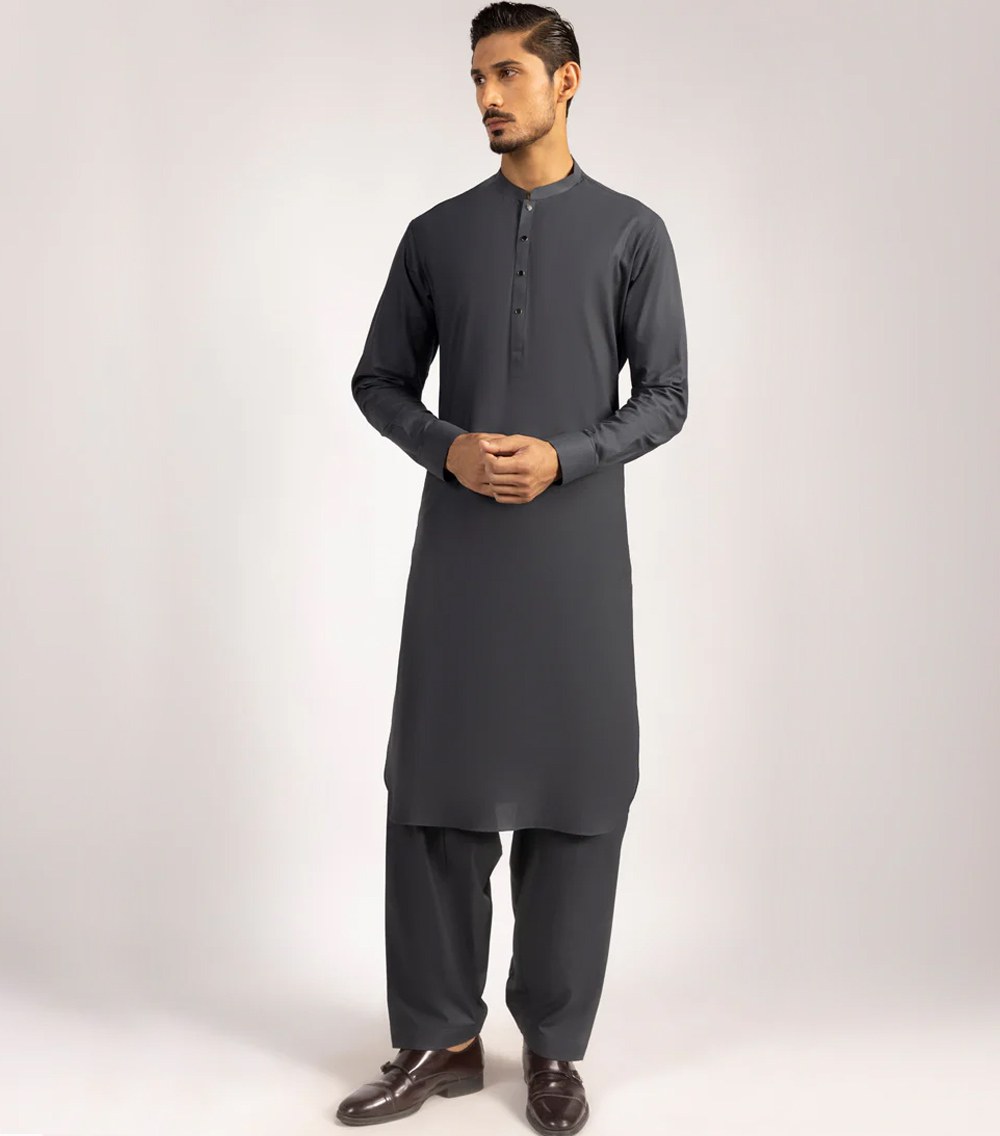 Grey-Cotton-Kameez-Shalwar-1 - 1world Fashion
