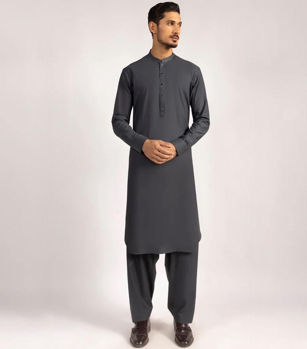 Grey-Cotton-Kameez-Shalwar-4 - 1world Fashion