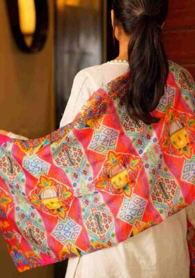 Multi Colour Rickshaw Pattern Printed Truck Art Stole