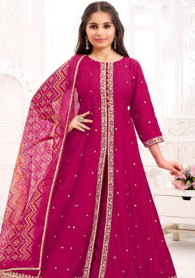 Girls Hot Pink Anarkali