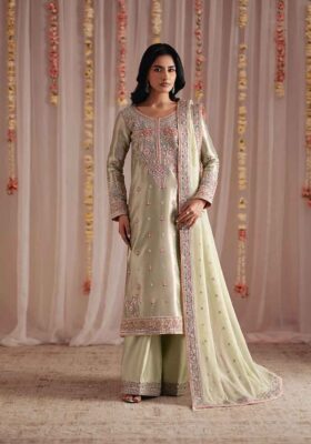Mint Green Tissue Shirt, Izaar & Dupatta