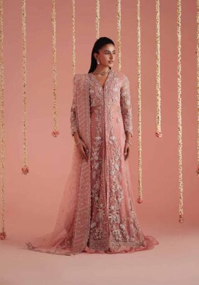 Blush Rose Front Open Shirt, Sharara & Dupatta