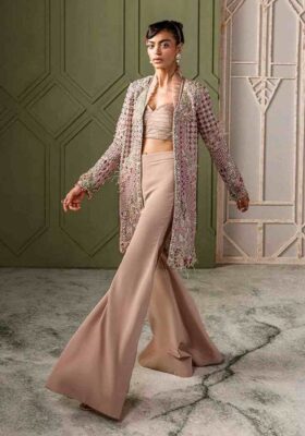 Blush Pink Jacket with Flared Pants
